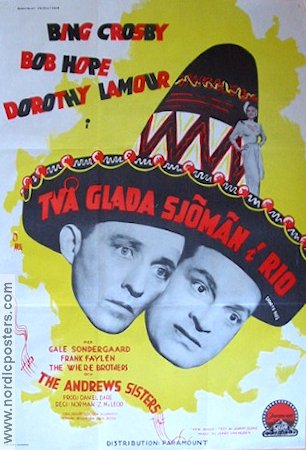 Road to Rio 1947 movie poster Bing Crosby Bob Hope Dorothy Lamour Norman Z McLeod Musicals