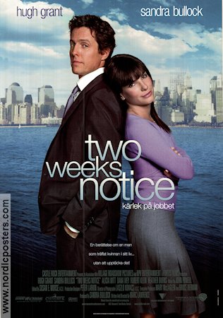 Two Weeks Notice 2002 movie poster Hugh Grant Sandra Bullock Alicia Witt Marc Lawrence