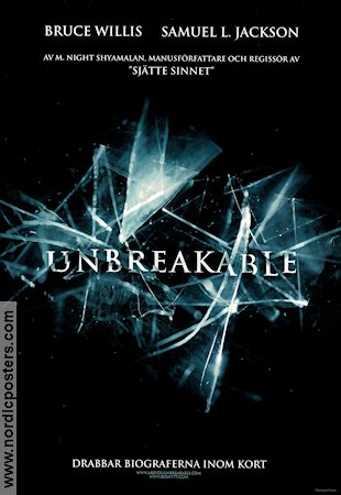 Unbreakable 2000 movie poster Bruce Willis Samuel L Jackson Robin Wright M Night Shyamalan