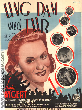 Ung dam med tur 1941 movie poster Sonja Wigert Karl-Arne Holmsten Ragnar Arvedson Eric Rohman art Find more: Large poster