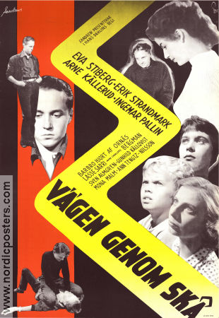 Vägen genom Skå 1957 movie poster Eva Stiberg Erik Strandmark Arne Källerud Lasse Sarri Inger Pallin Hans Dahlin Kids School