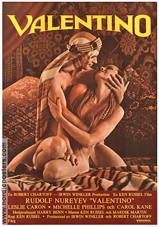 Valentino 1977 movie poster Rudolf Nurejev Leslie Caron Michelle Phillips Ken Russell Celebrities Sword and sandal