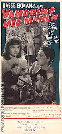 Wandering with the Moon 1945 movie poster Eva Henning Alf Kjellin Stig Järrel Hasse Ekman Romance