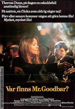 Looking for Mr Goodbar 1977 movie poster Diane Keaton Richard Gere Tuesday Weld Richard Brooks