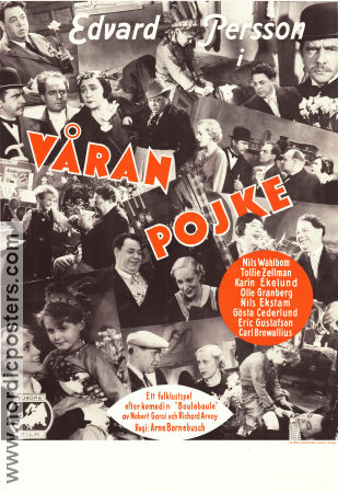 Våran pojke 1936 movie poster Edvard Persson Tollie Zellman Nils Ekstam Arne Bornebusch Kids