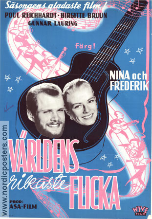 Verdens rigeste pige 1958 movie poster Poul Reichhardt Nina van Pallandt Frederik van Pallandt Lau Lauritzen Denmark