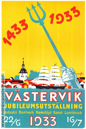 Västervik 1433-1933 jubileumsutställning 1933 poster Poster artwork: Gunnar Håkansson