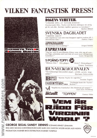 Vem är rädd för Virginia Woolf 1966 poster Elizabeth Taylor Richard Burton Mike Nichols