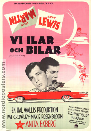 Hollywood or Bust 1956 movie poster Dean Martin Jerry Lewis Anita Ekberg Frank Tashlin Cars and racing