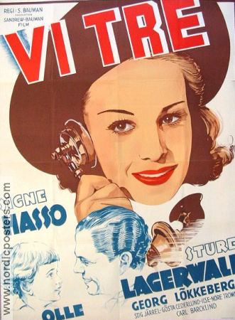 Vi tre 1940 movie poster Signe Hasso Sture Lagerwall Olle Bauman Schamyl Bauman Writer: Gösta Stevens Kids