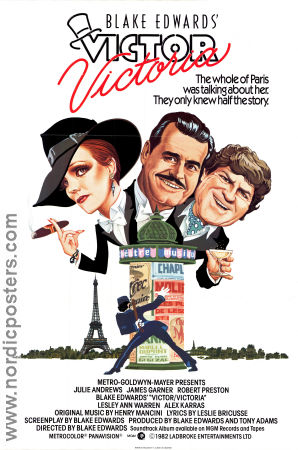 Victor Victoria 1982 poster Julie Andrews James Garner Robert Preston Blake Edwards Rökning Musikaler