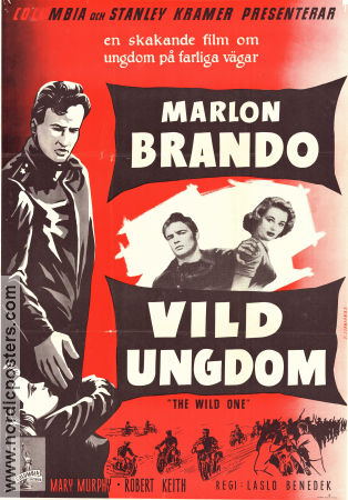 Vild ungdom 1953 poster Marlon Brando Mary Murphy Lee Marvin Laslo Benedek Affischkonstnär: V Lipniunas Motorcyklar