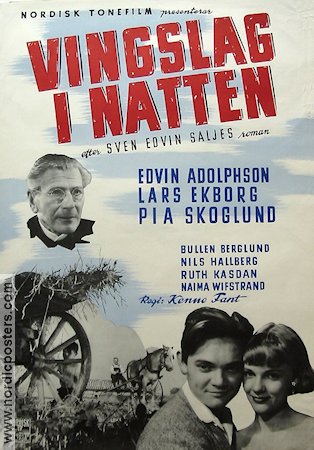 Vingslag i natten 1953 movie poster Edvin Adolphson Lars Ekborg Pia Skoglund Nils Hallberg Kenne Fant Writer: Sven Edvin Salje