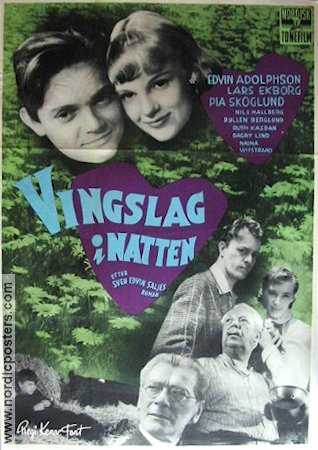 Vingslag i natten 1953 movie poster Edvin Adolphson Lars Ekborg Pia Skoglund Nils Hallberg Kenne Fant Writer: Sven Edvin Salje