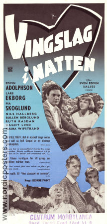 Vingslag i natten 1953 movie poster Edvin Adolphson Lars Ekborg Pia Skoglund Nils Hallberg Kenne Fant Writer: Sven Edvin Salje