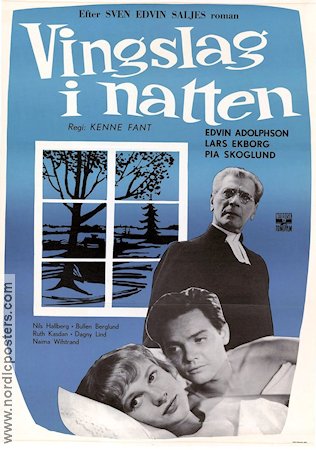 Vingslag i natten 1953 movie poster Edvin Adolphson Lars Ekborg Pia Skoglund Nils Hallberg Kenne Fant Writer: Sven Edvin Salje