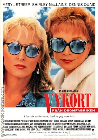 Vykort från drömfabriken 1990 poster Meryl Streep Shirley MacLaine Mike Nichols Text: Carrie Fisher Glasögon