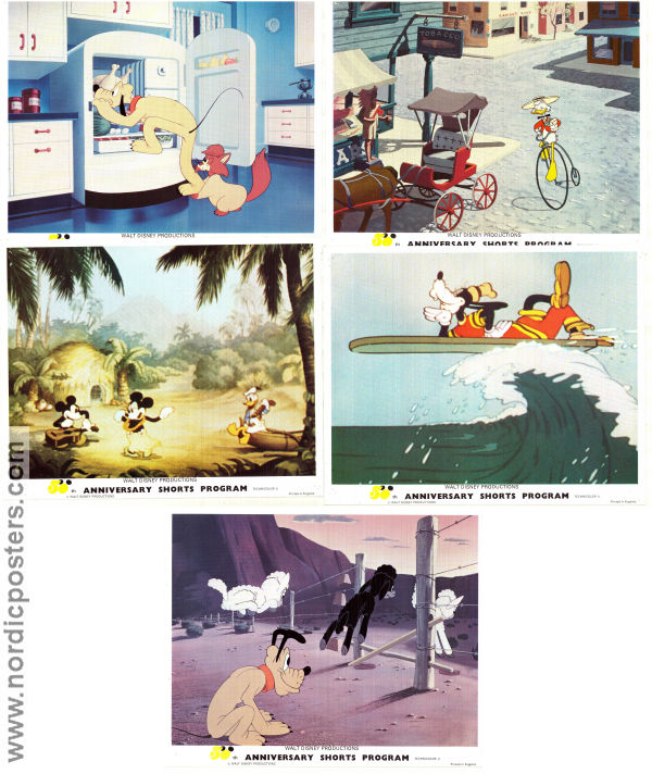 Walt Disney Anniversary Shorts program 1970 lobby card set Pluto Mickey Mouse Animation