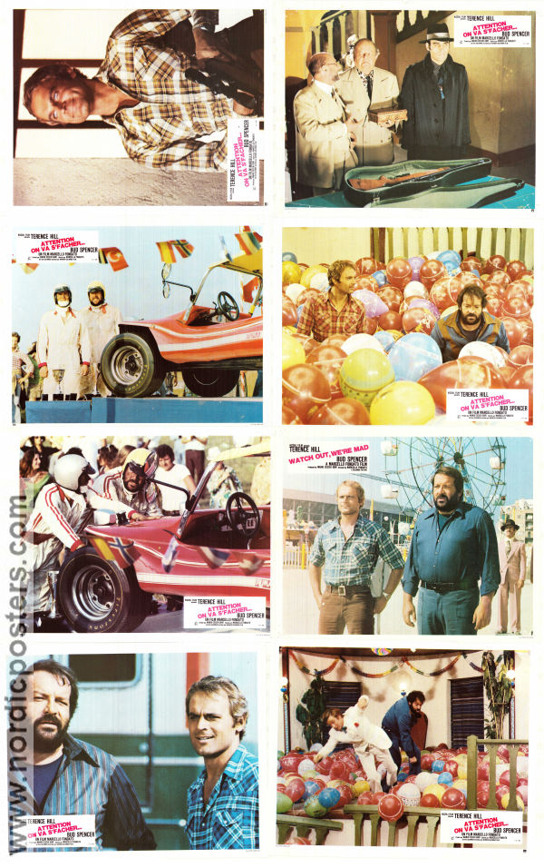 Altrimenti ci arrabbiamo! 1974 lobby card set Terence Hill Bud Spencer Patty Shepard Marcello Fondato Cars and racing