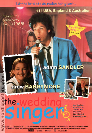 The Wedding Singer 1998 movie poster Adam Sandler Drew Barrymore Billy Idol Frank Coraci Romance