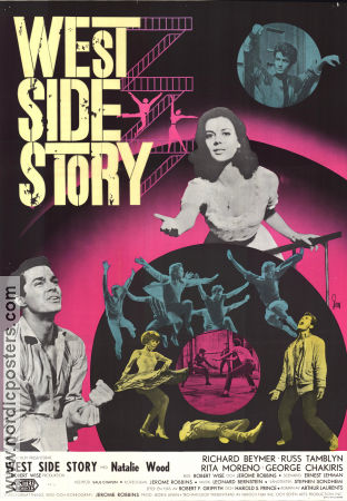 West Side Story 1961 movie poster Natalie Wood George Chakiris Rita Moreno Jerome Robbins Music: Leonard Bernstein Gangs Musicals