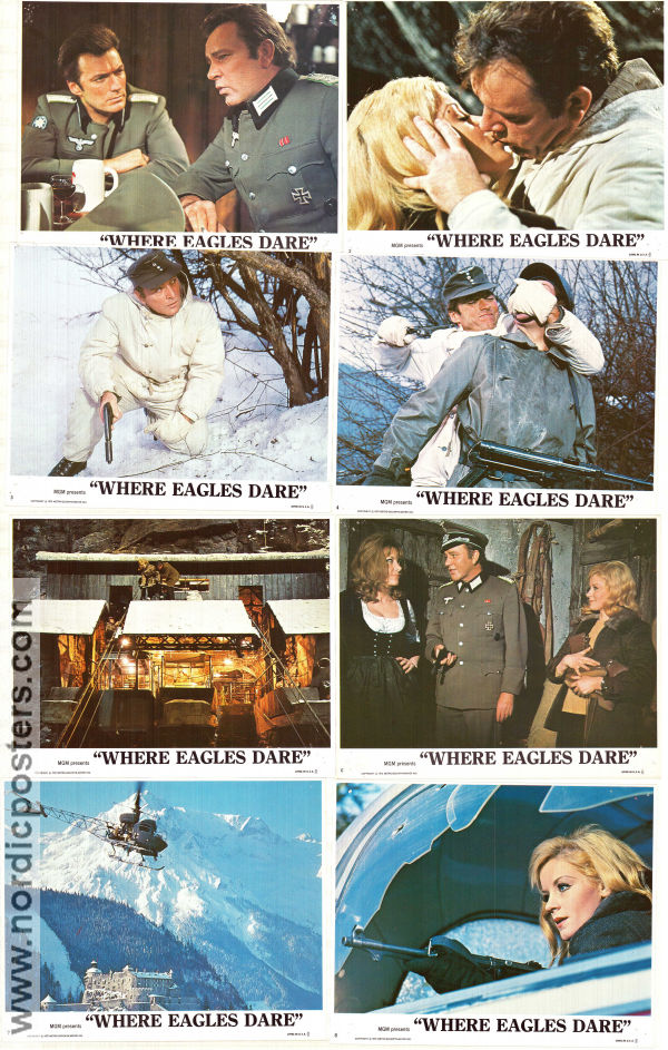 Where Eagles Dare 1969 lobby card set Clint Eastwood Richard Burton Mary Ure Brian G Hutton Writer: Alistair Maclean Find more: Nazi