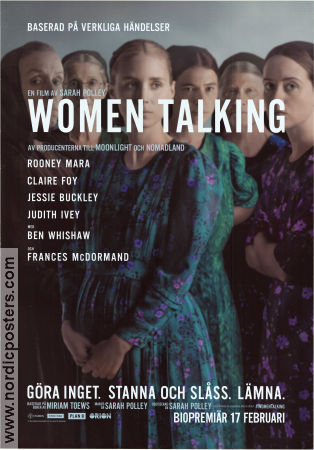 Women Talking 2022 movie poster Rooney Mara Claire Foy Jessie Buckley Sarah Polley