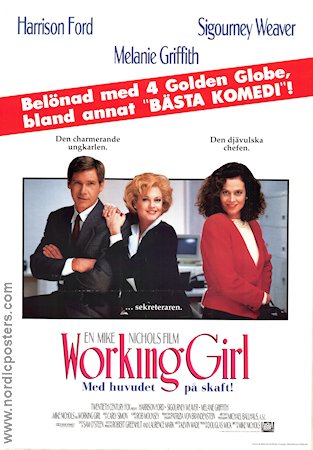 Working Girl 1988 movie poster Harrison Ford Sigourney Weaver Melanie Griffith Mike Nichols