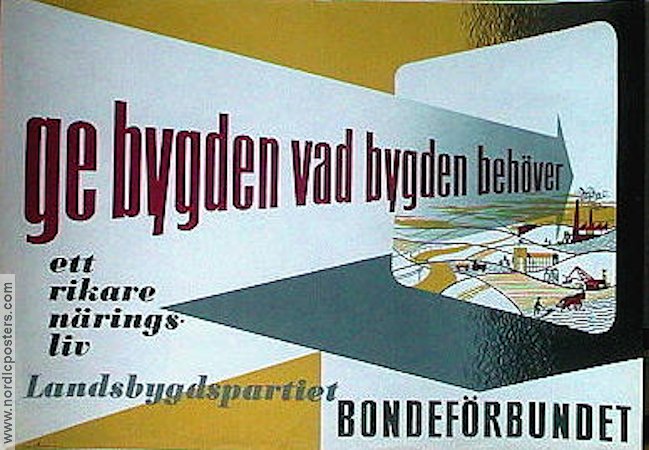 Landsbygdspartiet Ge bygden vad bygden behöver 1946 poster Politics