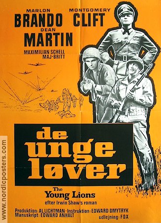 Young Lions 1958 movie poster Marlon Brando Montgomery Clift Dean Martin Find more: Nazi War
