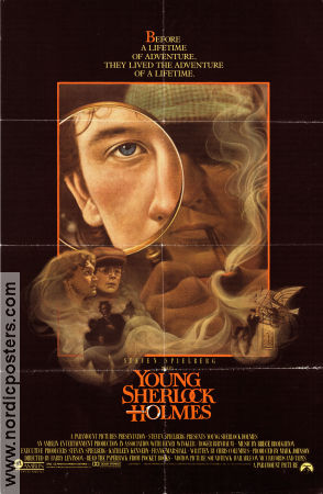 Young Sherlock Holmes 1985 movie poster Nicholas Rowe Alan Cox Sophie Ward Barry Levinson Find more: Sherlock Holmes