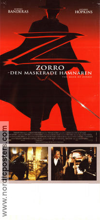 Zorro den maskerade hämnaren 1998 poster Antonio Banderas Anthony Hopkins Catherine Zeta-Jones