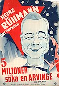 5 Millionen suchen einen Erben 1938 movie poster Heinz Rühmann Leny Marenbach Carl Boese Production: UFA