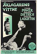Witness for the Prosecution 1958 movie poster Marlene Dietrich Tyrone Power Charles Laughton Billy Wilder Writer: Agatha Christie