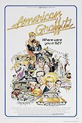 American Graffiti 1973 movie poster Richard Dreyfuss Ron Howard Harrison Ford Wolfman Jack George Lucas Rock and pop Cult movies