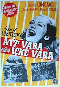 To Be or Not to Be 1947 movie poster Carole Lombard Jack Benny Ernst Lubitsch Find more: Nazi