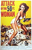 Attack of the 50 Foot Woman 1958 movie poster Allison Hayes William Hudson Yvette Vickers Nathan Juran