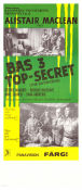 Bas 3 Top Secret 1965 poster George Maharis Richard Basehart Anne Francis John Sturges Text: Alistair Maclean