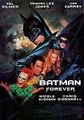 Batman Forever 1995 movie poster Val Kilmer Jim Carrey Tommy Lee Jones Nicole Kidman Tim Burton Find more: Batman Find more: DC Comics