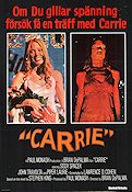 Carrie 1976 movie poster Sissy Spacek John Travolta Brian De Palma Writer: Stephen King