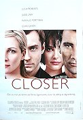 Closer 2004 movie poster Julia Roberts Jude Law Natalie Portman Clive Owen Mike Nichols