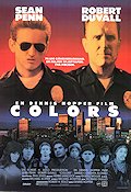 Colors 1988 movie poster Sean Penn Robert Duvall Maria Conchita Alonso Dennis Hopper Gangs Police and thieves