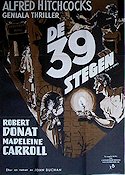 The 39 Steps 1935 movie poster Robert Donat Madeleine Carroll Alfred Hitchcock