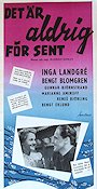 Det är aldrig för sent 1956 movie poster Inga Landgré Bengt Blomgren Barbro Boman