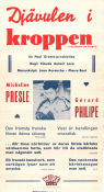 Djävulen i kroppen 1947 poster Micheline Presle Gérard Philipe Denise Grey Claude Autant-Lara