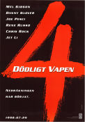 Dödligt vapen 4 1998 poster Mel Gibson Danny Glover Jet Li Richard Donner Vapen