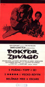 Doctor Zhivago 1965 movie poster Omar Sharif Julie Christie Rod Steiger Alec Guinness Geraldine Chaplin David Lean Writer: Boris Pasternak