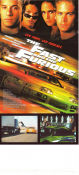 The Fast and the Furious 2001 movie poster Paul Walker Vin Diesel Michelle Rodriguez Jordana Brewster Rob Cohen Cars and racing