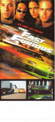The Fast and the Furious 2001 movie poster Paul Walker Vin Diesel Michelle Rodriguez Jordana Brewster Rob Cohen Cars and racing