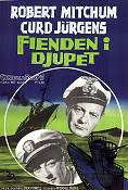 The Enemy Below 1957 movie poster Robert Mitchum Curd Jürgens Dick Powell Ships and navy War